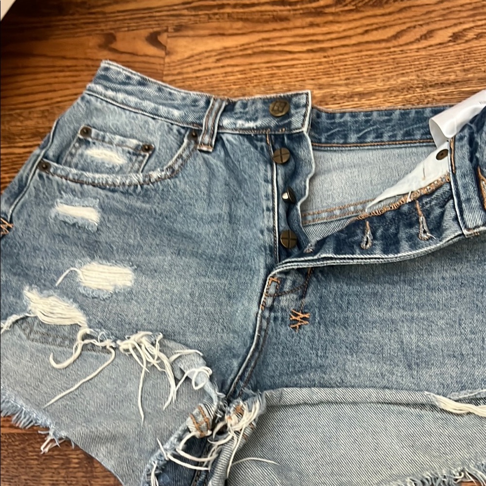 Ksubi Light Blue Distressed Denim Cutoff Shorts size 27 - Picture 3 of 6